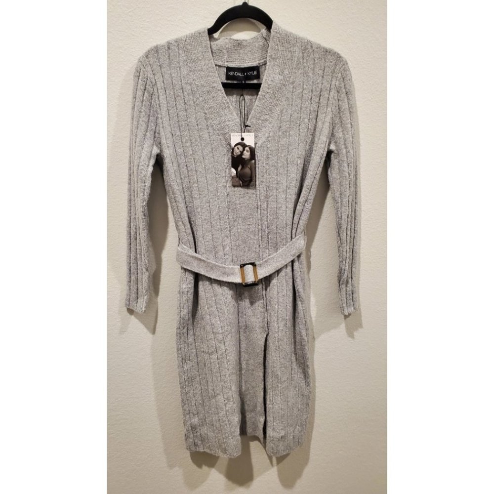 KENDALL+KYLIE Gray Midi Sweater Dress